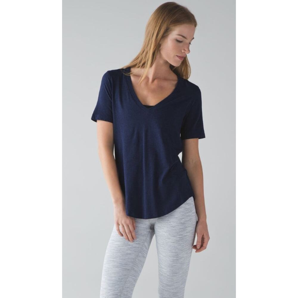 lululemon athletica Navy Short Sleeve V-Neck Tee